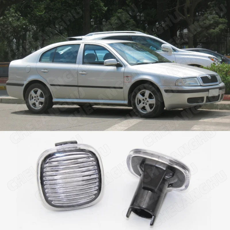 2 sztuki dla Skoda Octavia MK1 A4 2001 2002 2003 2004 2005 2006 2007-2011 Car-Styling Marker Turn Signal Light Repeater bez żarówki
