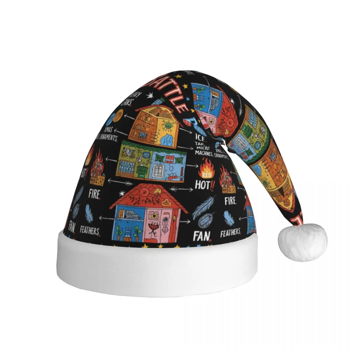 Funny Battle Plan Christmas Home Alone Hand Dawn Christmas Hat for Adult Men Women Santa Hat Cap Christmas Party Decoration Gift