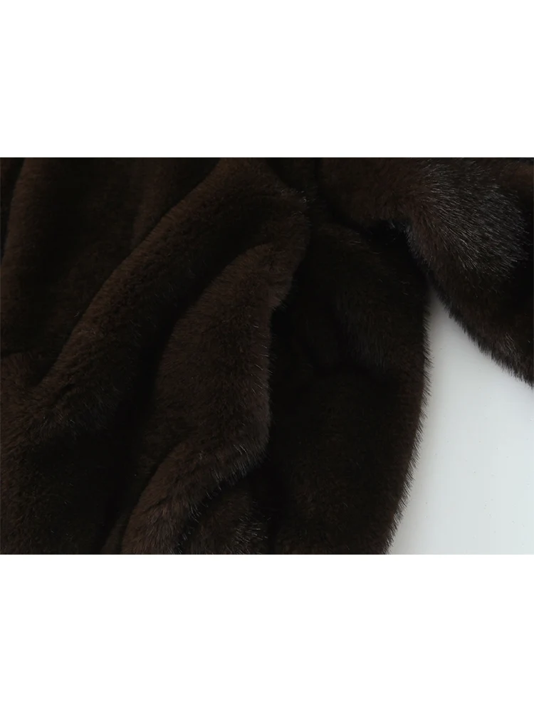 2025 Women's Fur Coat Fashion Round Collar Zipper Bomber Jacket Long Sleeve Warm Winter Faux Fur Jacket Woman Casual Coats