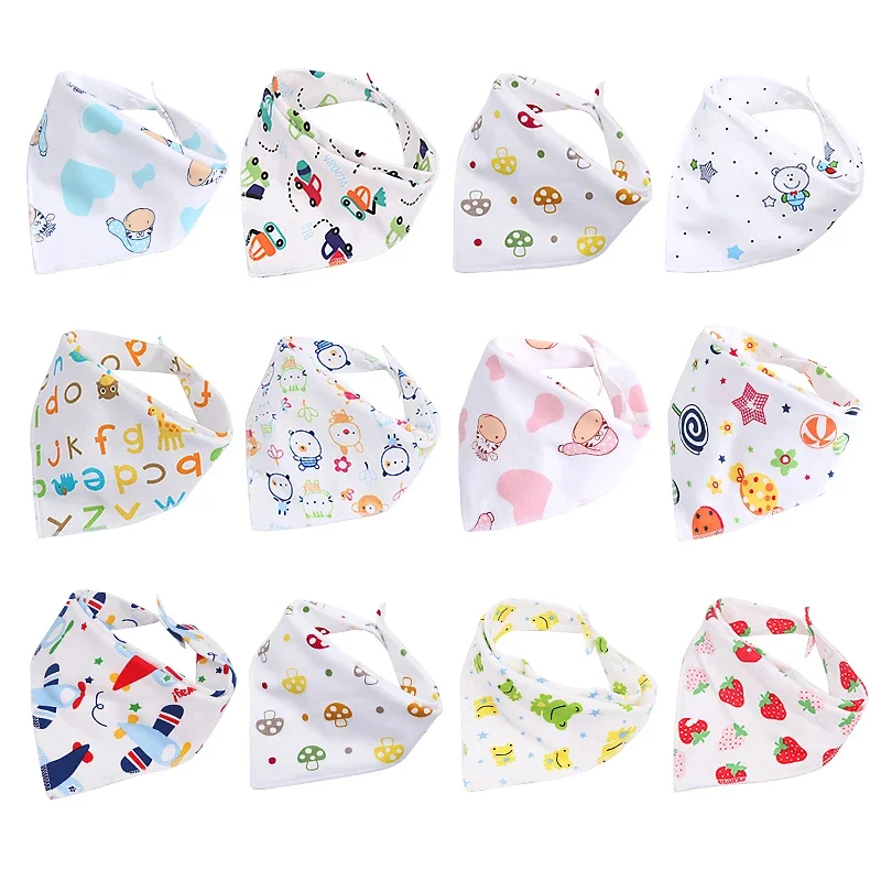 

10 Pcs/Lot Bandana Bibs Baby Cotton Burp Cloths Newborn Infant Toddler Saliva for Girls Triangle Fashion Bib Scarf