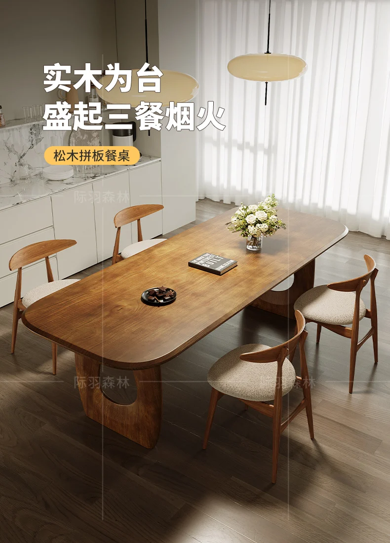 جميع طاولات الطعام الإبداعية المصنوعة من الخشب الصلب وكرسي مجموعة منضدة تناول الطعام المنزلية وكتاب الوجبات وطاولة طويلة بيضاوية متكاملة #4