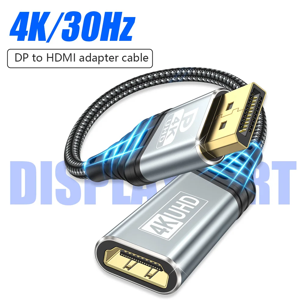 4K30Hz Display Port to HDTV Adapter DP to HDMI-compatible Cable DP Male To HDTV Female Converter Laptop PC Projector Accessories
