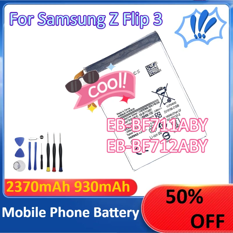 

2370mAh 930mAh EB-BF711ABY EB-BF712ABY For Samsung Z Flip 3 Mobile Phone Battery + Tools