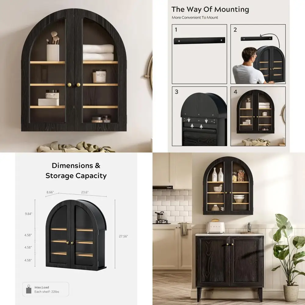 خزانة طبية معاصرة مثبتة على الحائط مع باب أكريليك للحمامات الكبيرة