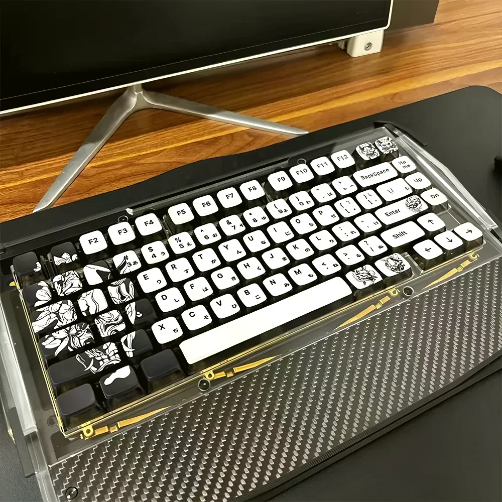 

GEFENSI индивидуальный колпачок для ключей 125 клавиш PBT + PC четырехсторонний прозрачный оригинальный колпачок для механической клавиатуры 61/64/68/75/104/108