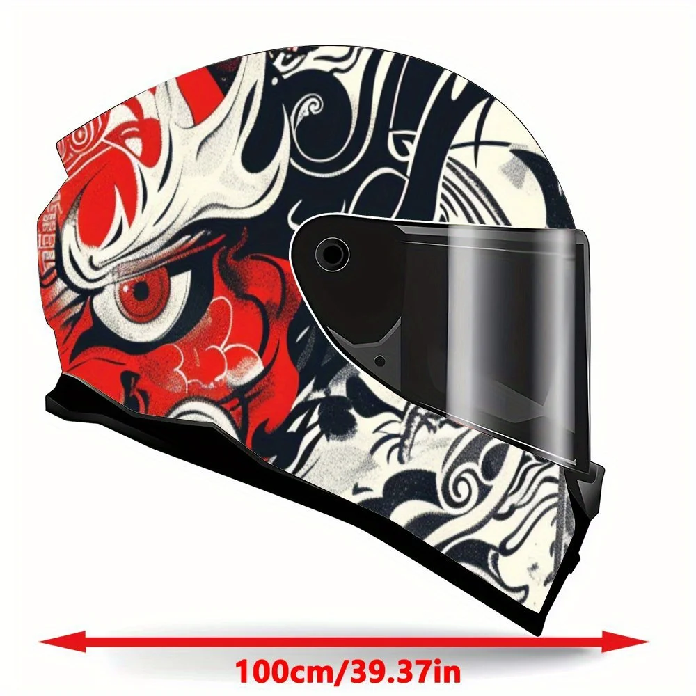 Mysterious Tribal Demon Mask Print Full Helmet Wrap Sticker Motorcycle Helmet Racing Graphic Decal Vinyl Wrap Helmet Decorative