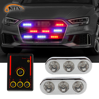 OKEEN 2pcs LED Car Police Warning Light Universal Car Strobe Front Grille Light With Switch Control Emergency Flash Signal Light