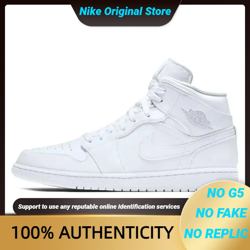 Nike Jordan 1 Mid White/Pure Platinum Sneakers-Schuhe 554724 -104