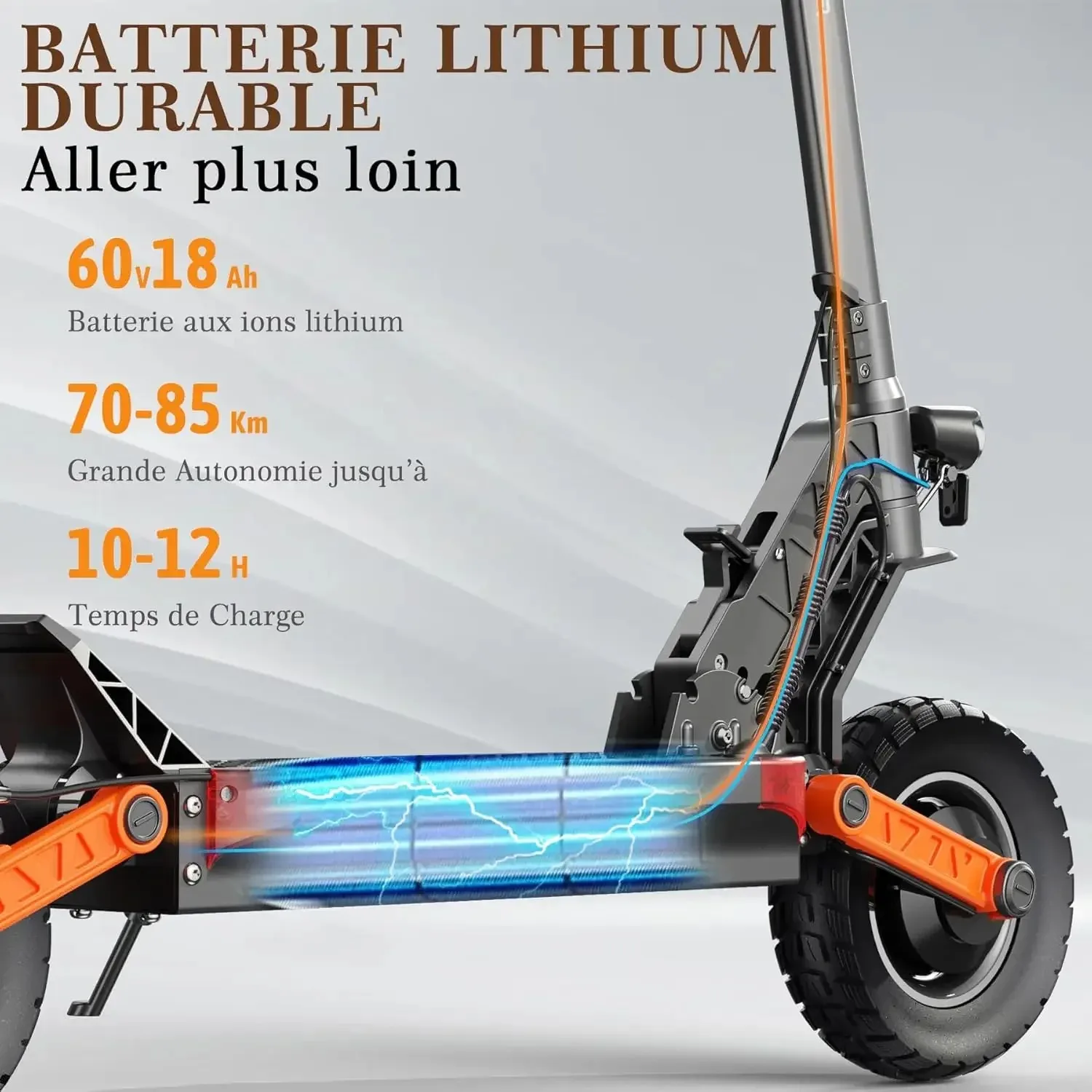 سكوتر E-Scooter 50 W 60 v18ah أقصى الأميال 75 forw سكوتر كهربائي للكبار مكابل هيدروليكية مزدوجة أمامية وخلفية #3