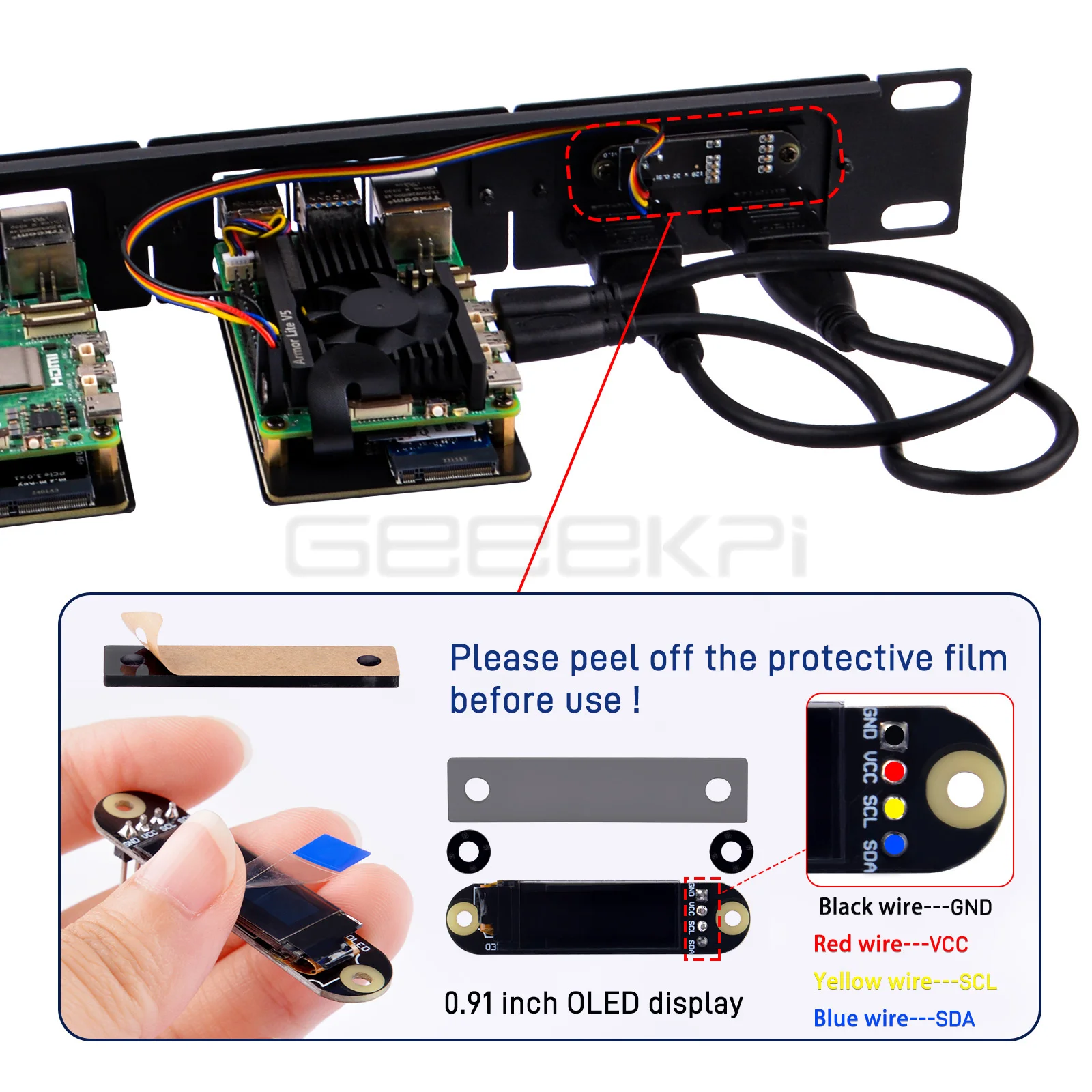 라즈베리 파이 5 용 랙 마운트 스틸 브래킷 키트, 19 인치, 4 슬롯, M.2 NVMe SSD 2230, 2242, 2260/2280, 1U