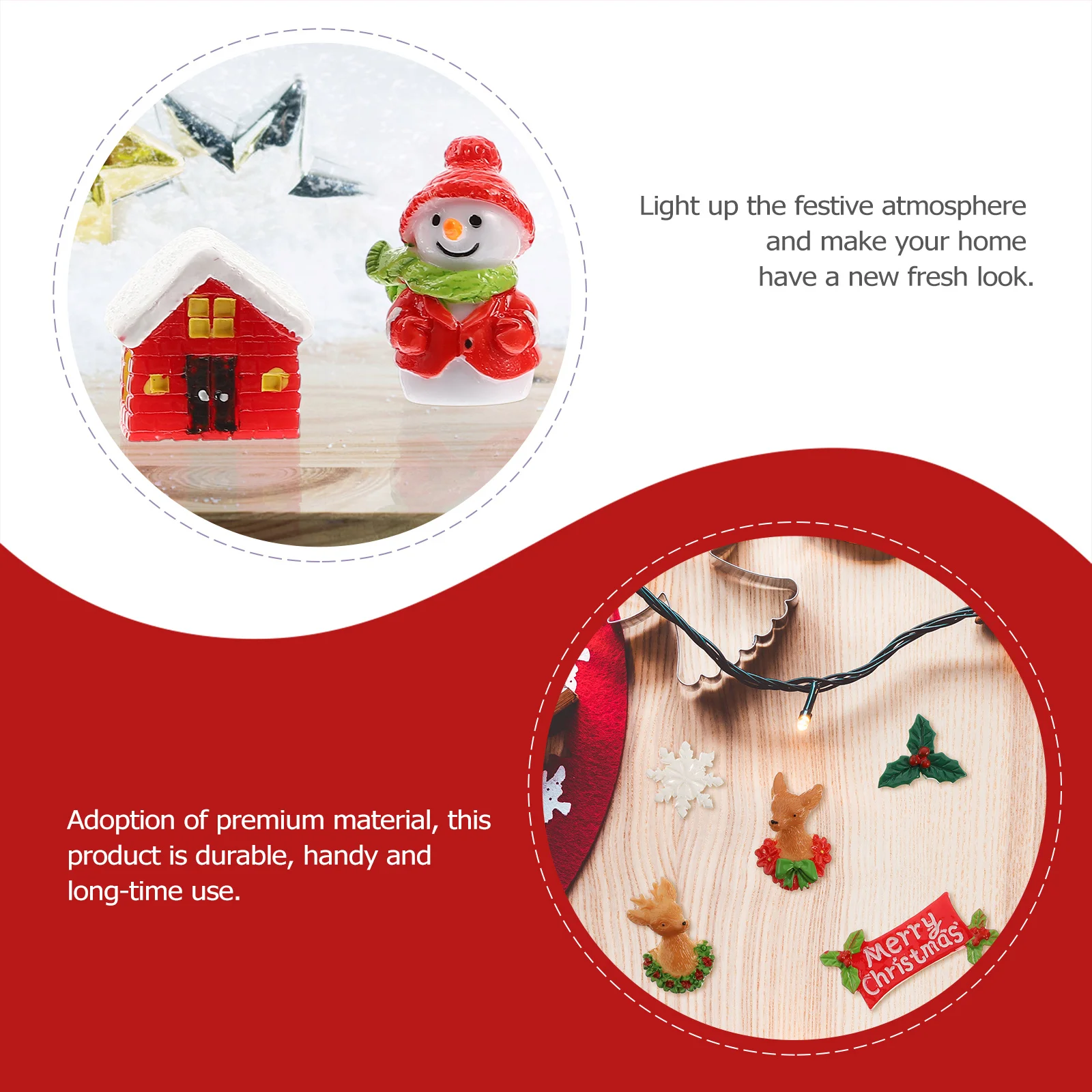 

15Pcs Snow Scene Resin Ornament Christmas Desktop Decoration Party Adornment Resin Crafts Christmas Ornament