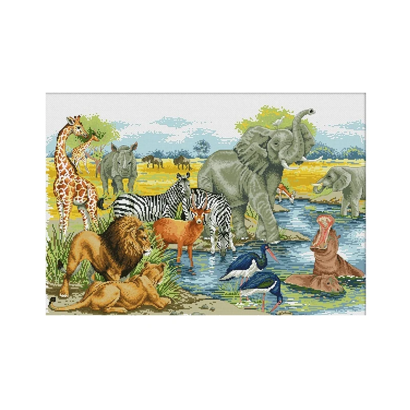 BEAU-Cross Stitch Kits For Adults Pre-Printed Stamped Embroidery Kit 11CT 77X56cm DIY Cross Stitch Craft Kit (Animal World)