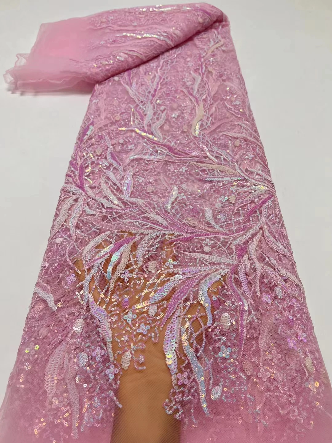

Latest African Sequin Beaded Lace Fabric 2023 High Quality French Nigerian Groom Lace Fabrics For Wedding Party Dress Sewing Hx