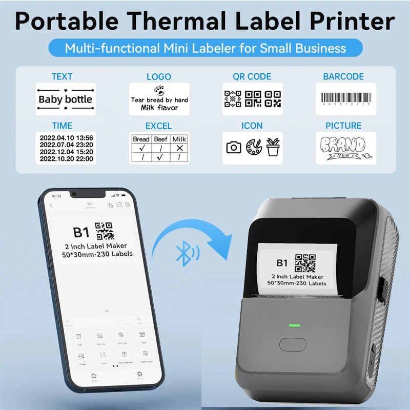 Portable Label Printer Mini Thermal Self-Adhesive Sticker Printer Mobile Pocket Tag Price UV Label Sticker Printer