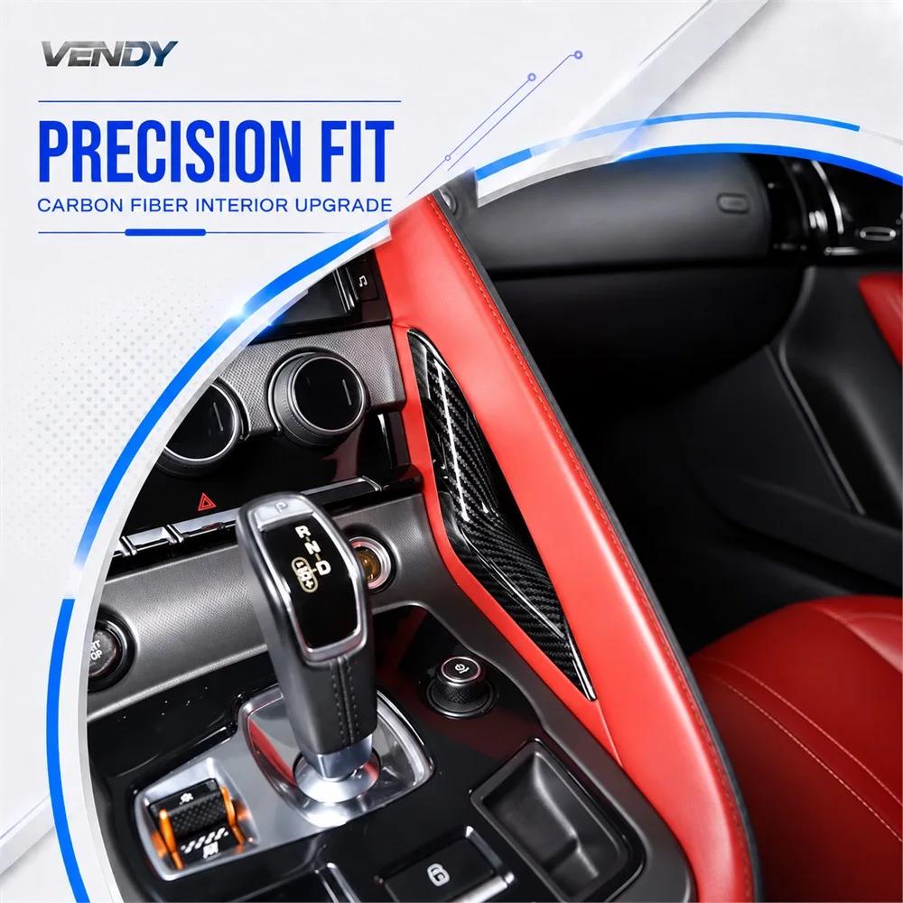 Real Carbon Fiber For Jaguar F-TYPE f type 2013-2024 LHD LHD Gear Shift Side L-Shape Trim Strip Cover Trim Accessories