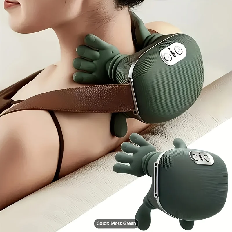 Portable 8-Claw Deep Tissue Massager USB Rechargeable Neck Back Shoulders Legs Waist Relaxation Trapezius Massager Wireless Hot Compress Finger Pressure Massage Instrument Gift for Men Women