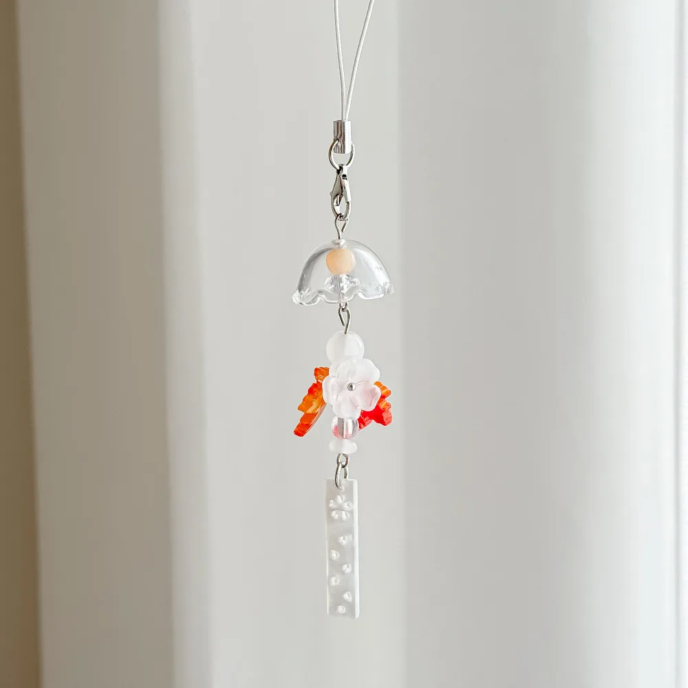Mobile Phone Charm Delicate Maple Leaf Keychain Wind Chime Keychain Elegant Lanyard Bag Charm For Bag Camera Gift For Girls