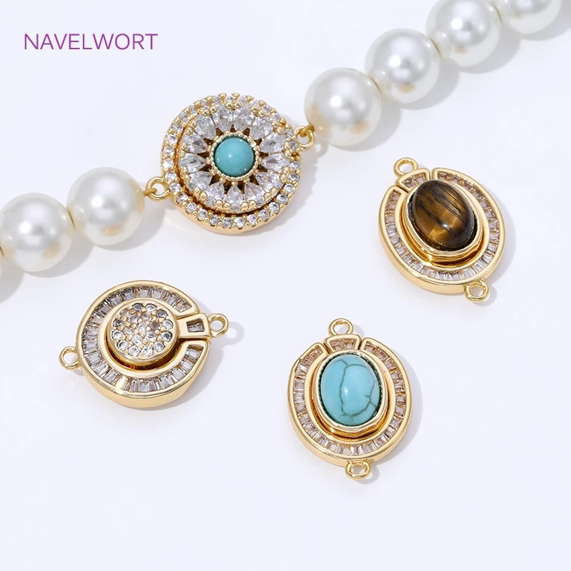 18K Gold Plated Round/Oval Strong Magnet Clasps For Jewelry,Brass End Clasps Connector,DIY Jewelry Findings,Clasp For Bracelet