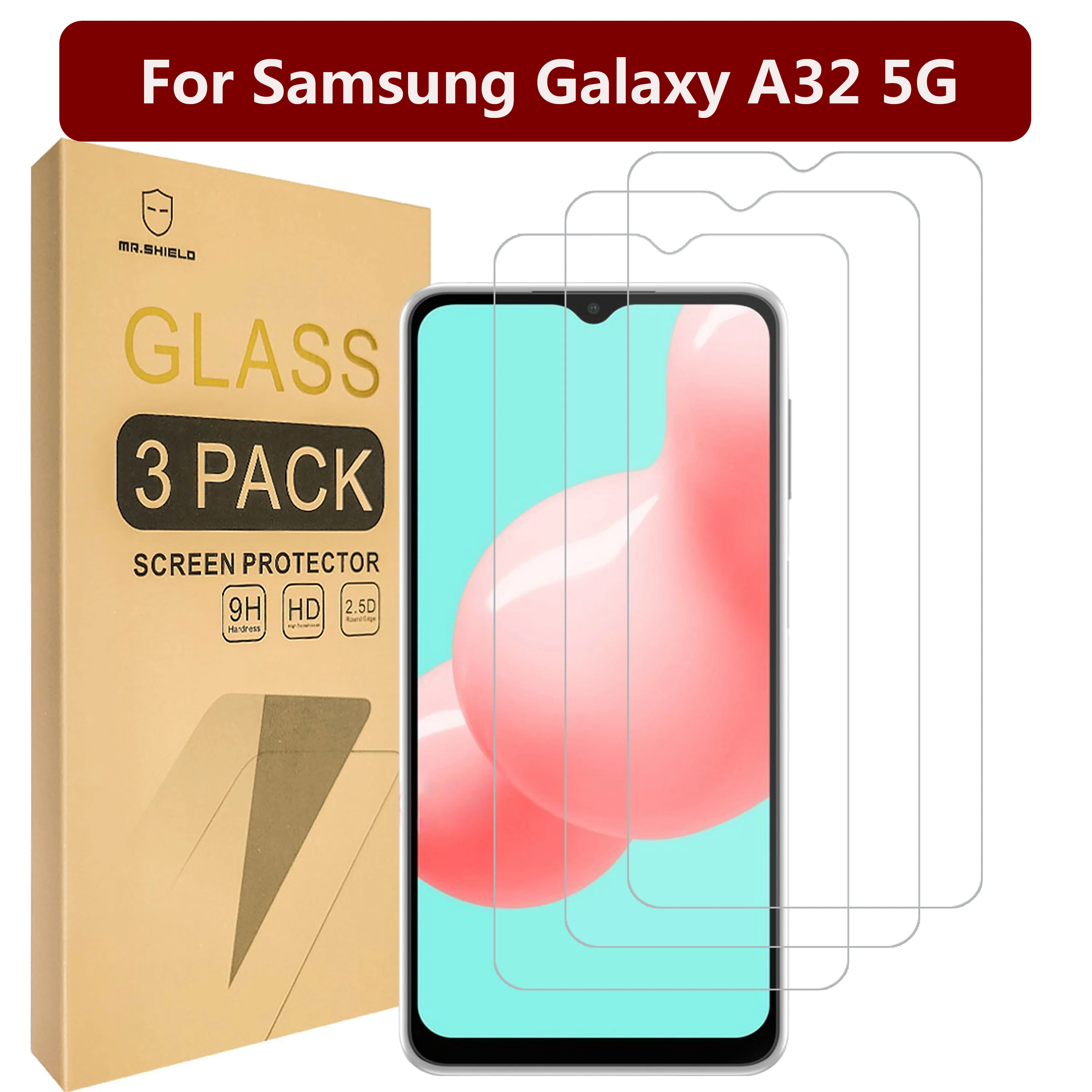 

Mr.Shield [3-Pack] Designed For Samsung Galaxy A32 5G [5G Version ONLY] [Tempered Glass] [Japan Glass with 9H Hardness]