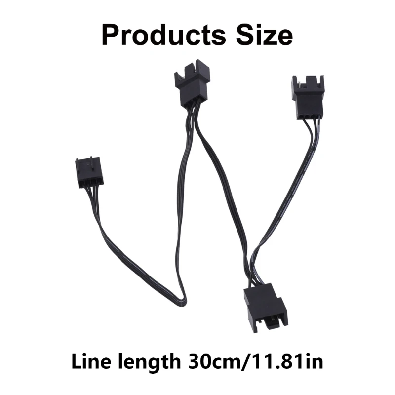 4Pin PWM Fan Splitter Cable 4Pin 1 to 3Way PWM Fan Splitter Cable Power Connectors For Computer Case Cooling Fans 30cm