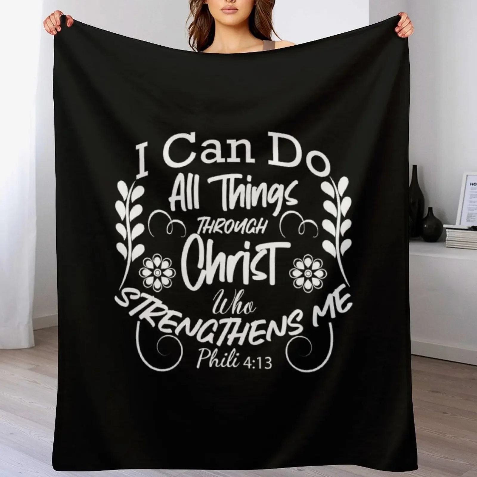 I can do all things through christ Throw Blanket cosplay anime Beautifuls Camping Blankets