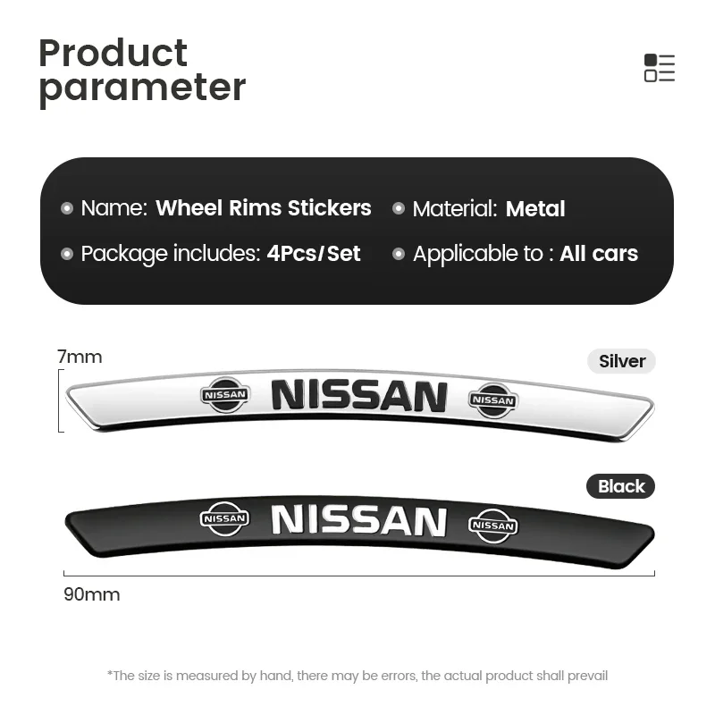 4Pcs Car Wheel Hub edge Sticker Aluminium Emblem Stickers For Nissan Qashqai Juke Pulsar Sentra Altima Patrol Micra Rogue Almera