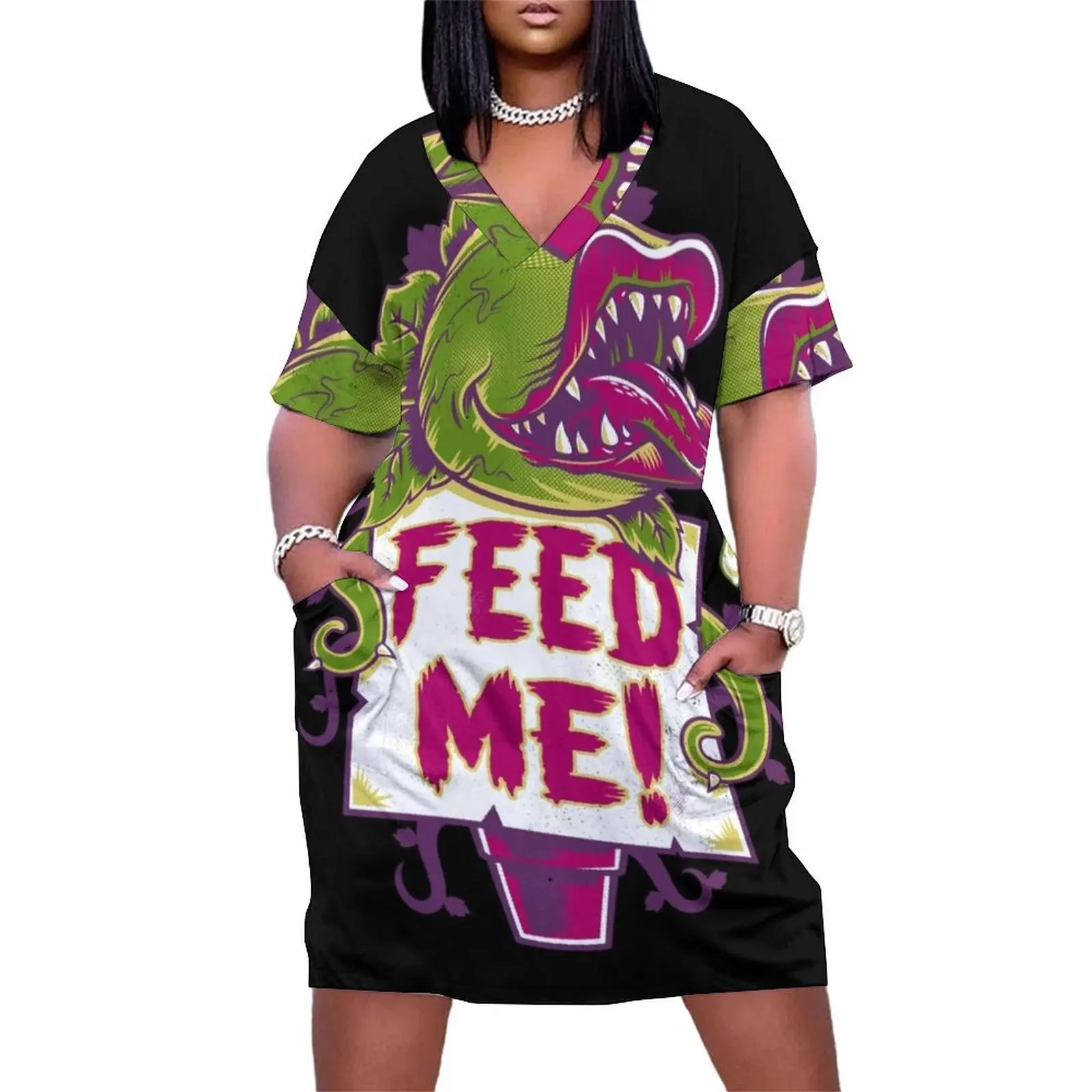 

Feed Me - Creepy Cute Audrey Plant - Vintage Spooky Horror Musical Loose Pocket Dress summer women"s dress 2024