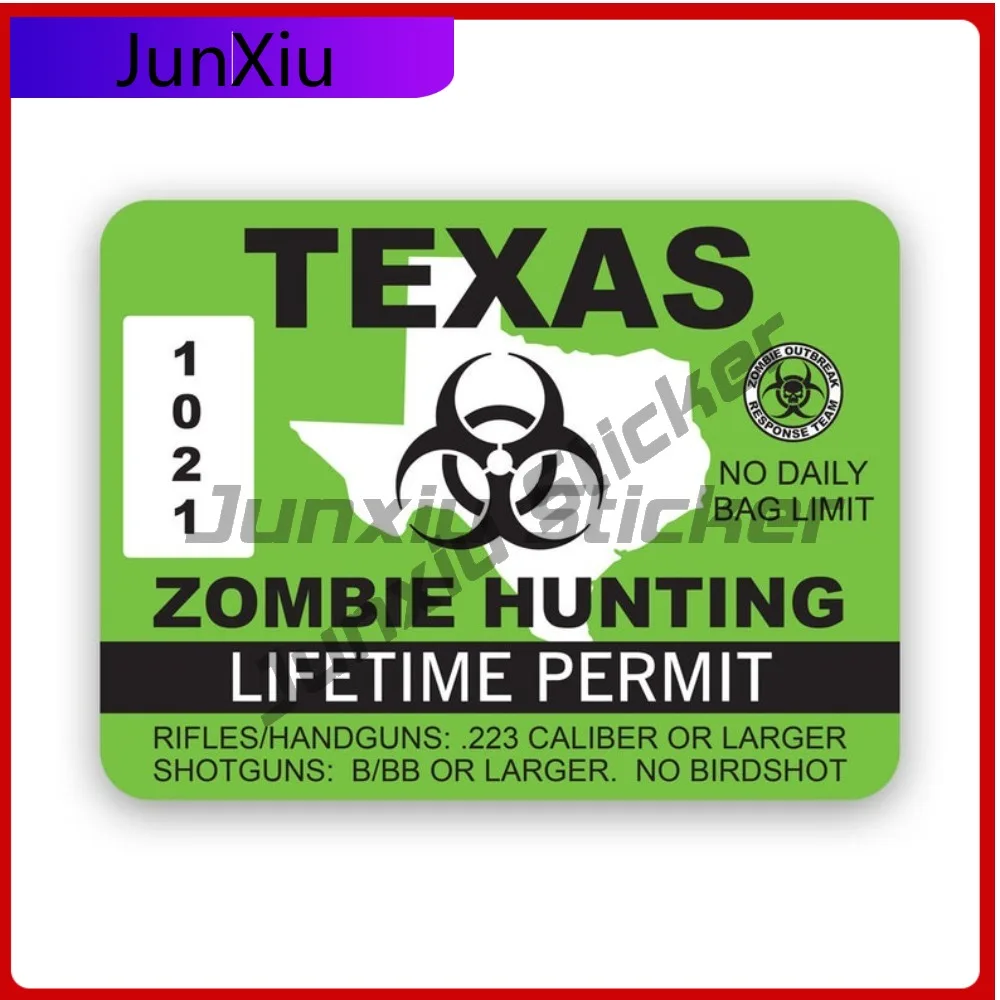 

Texas Zombie Hunting Permit Sticker Uv Protected Decals Auto Decor Car Sticker Vinyl Decal Die Cut Sun Protection Waterproof