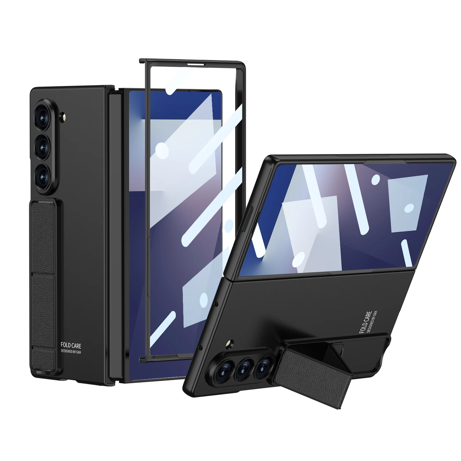 

Invisible Bracket with Tempered Film Stand Phone Case for Samsung Galaxy Z Fold 7 6 Fold7 Fold6 Shockproof Hard Shell Cover