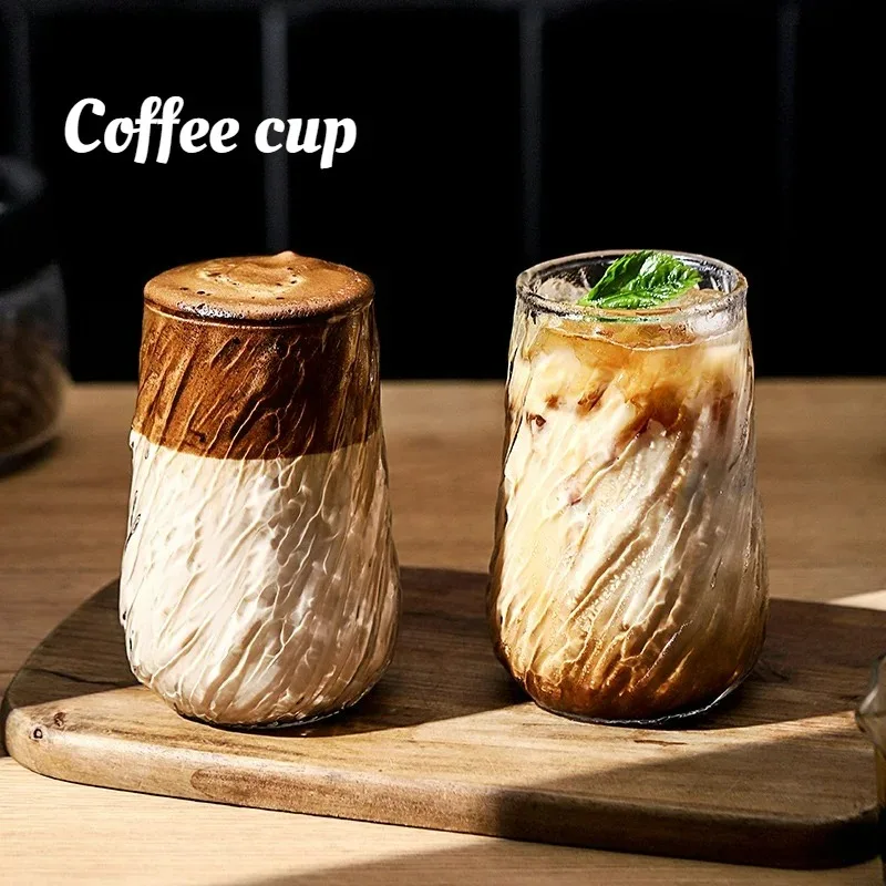 Retro and elegant American-style transparent glass coffee cup  stylish Italian style single serving mug for home use