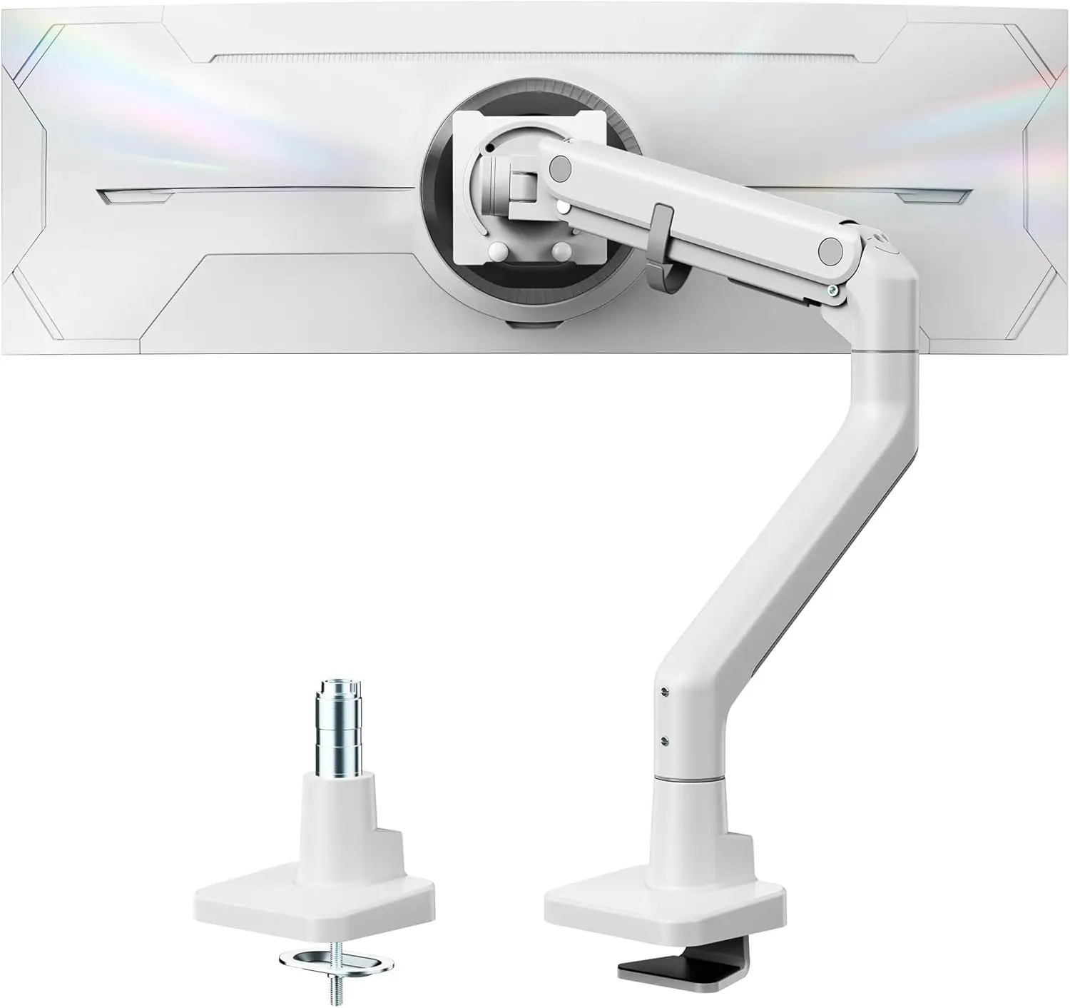 Heavy-Duty Monitor Arm for 17-57" Ultrawide Curved Screens, Supports up to 59.4 lbs, Adjustable Gas Spring, VESA Mount