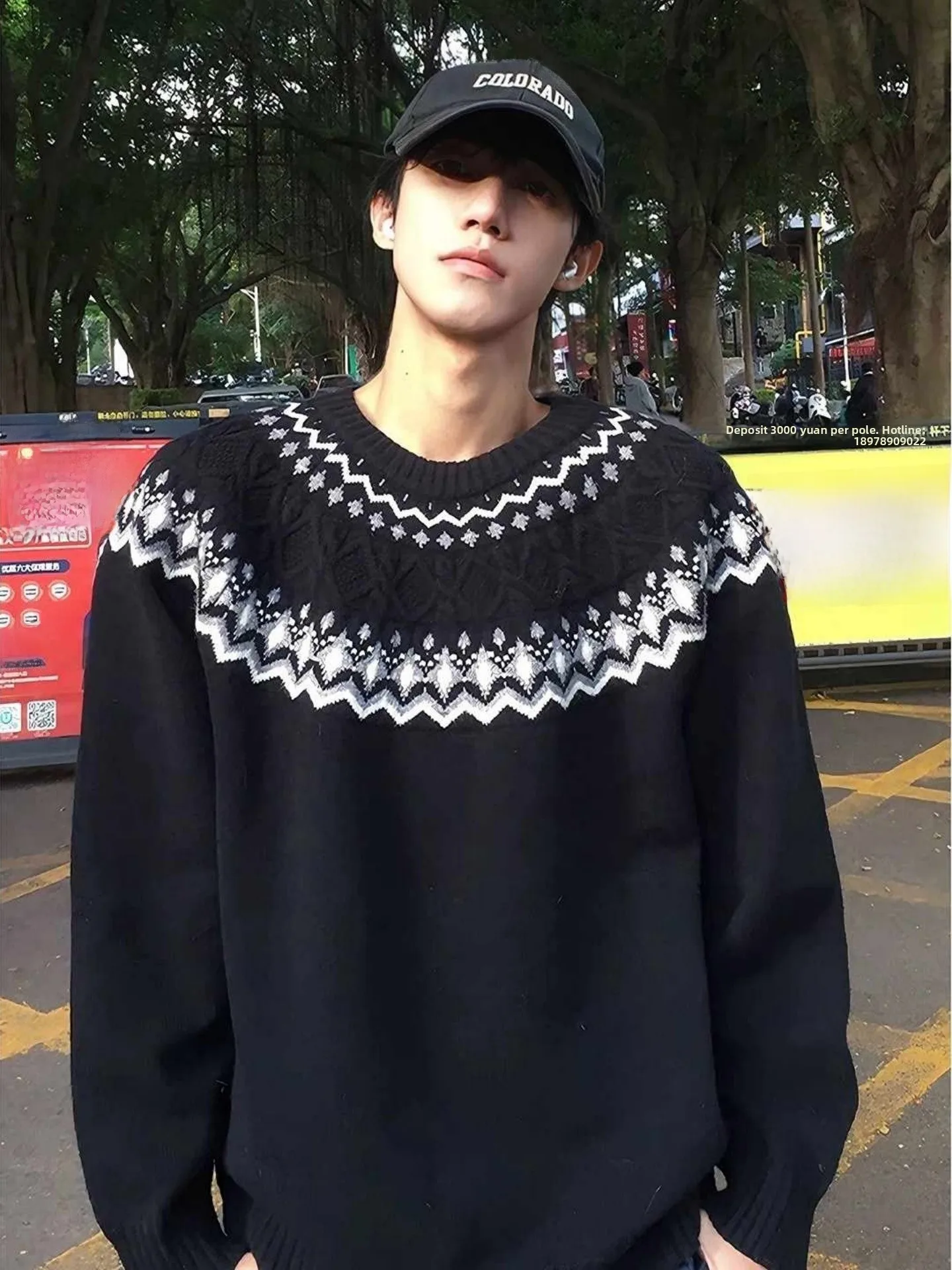 

Bla Fair Isle Knit Sweater Men's Winter Loose Casual Sle Heavy oulder Layering Base irt Soft Comfortable Long Sve