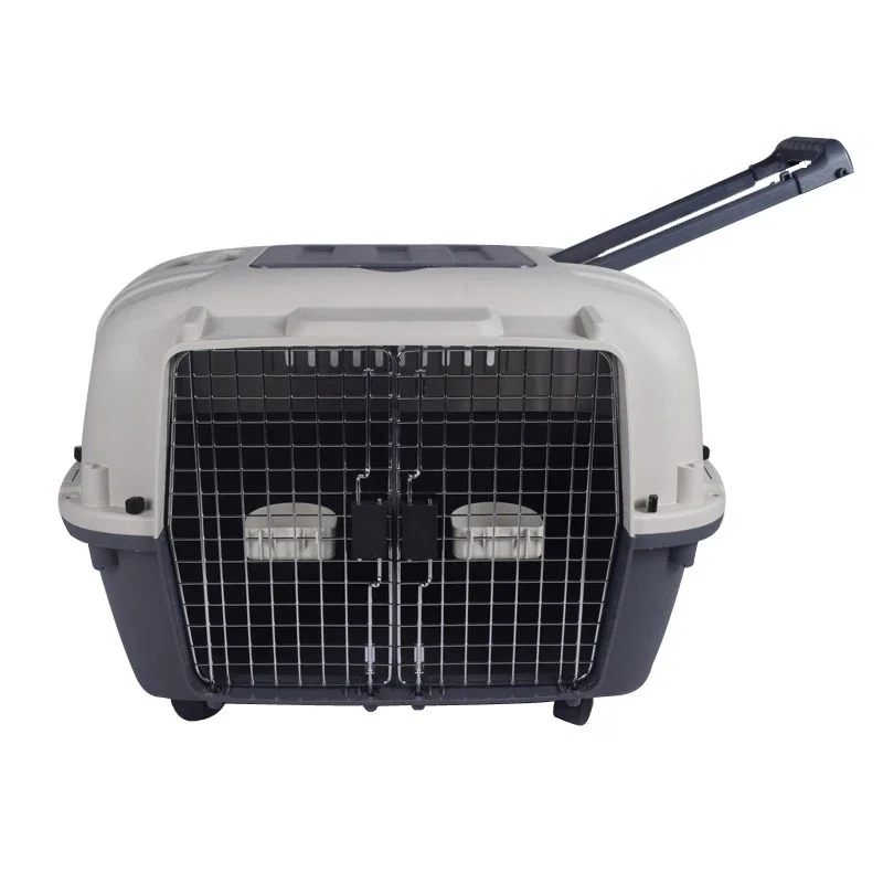 Wholesale Extra Large Travel 2 Doors Durable PP Dog Carriers Portable Luxury Pet Cat House with Wheels Carrier Pet Cage