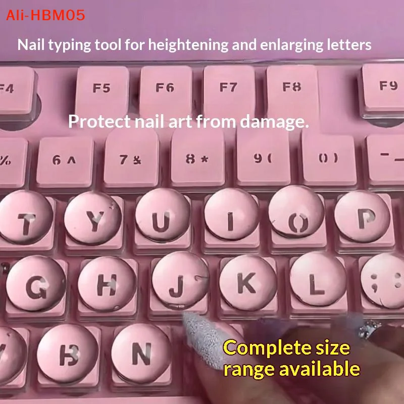 (HB05)100Pcs Long Nails Suitable Keyboard Stickers with Raised Pad Magnified Letter Typing Protective Cover for Glass Keyboards