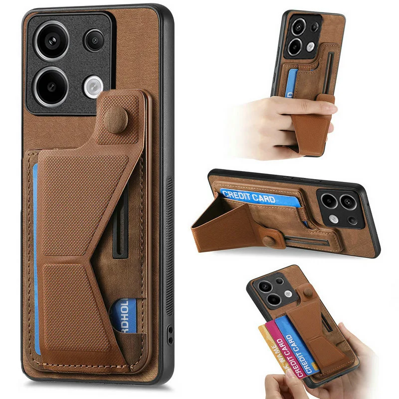 For Redmi Note 13 5G 4G Sliding Leather Case Wristband Back Funda Xiaomi Redmi Note 13 Pro Case Note13 Pro Plus 13R Card Cover