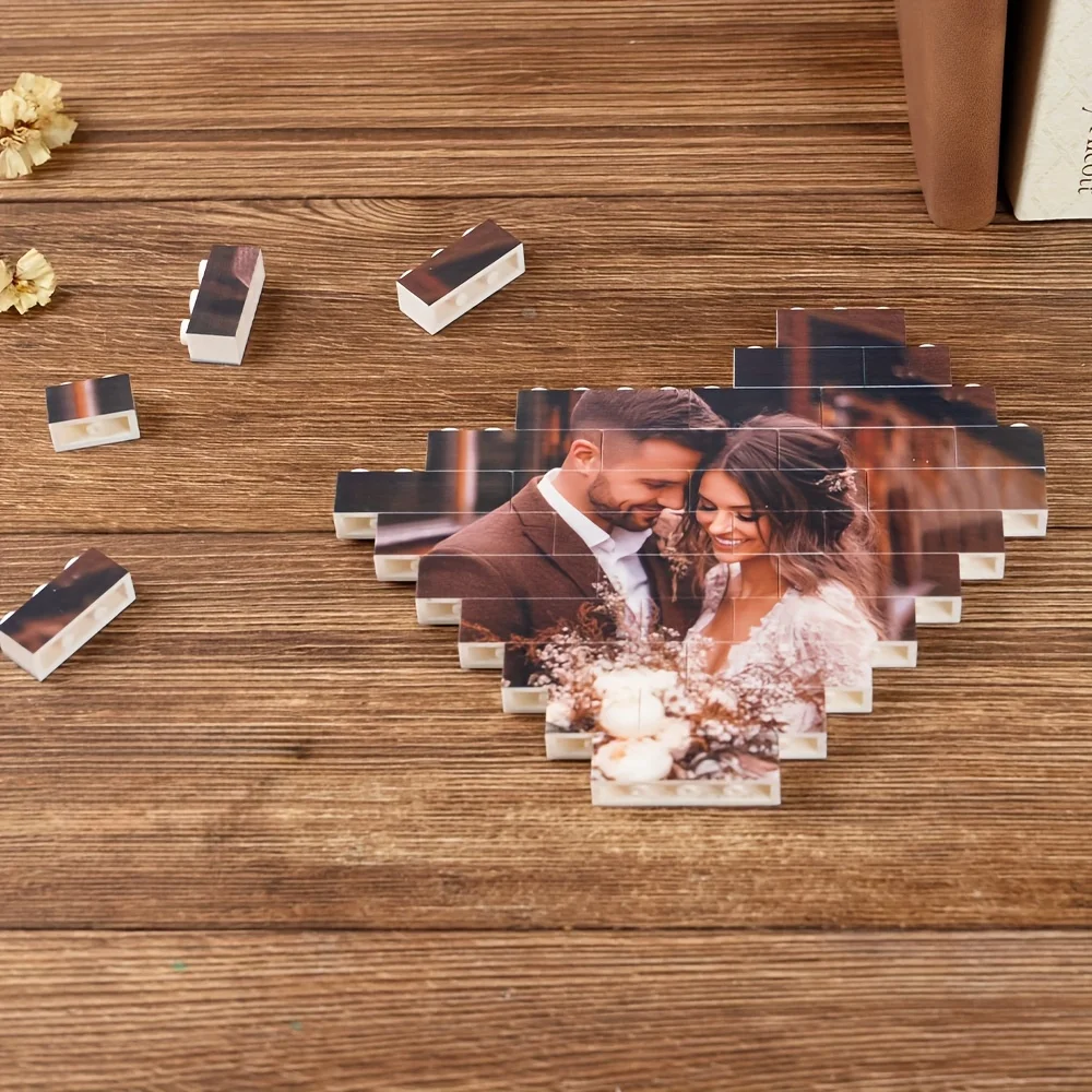 Custom Heart Photo Building Blocks with Stand - Personalized Valentine Gift for Couples, Compatible 4K UV Printed image 6