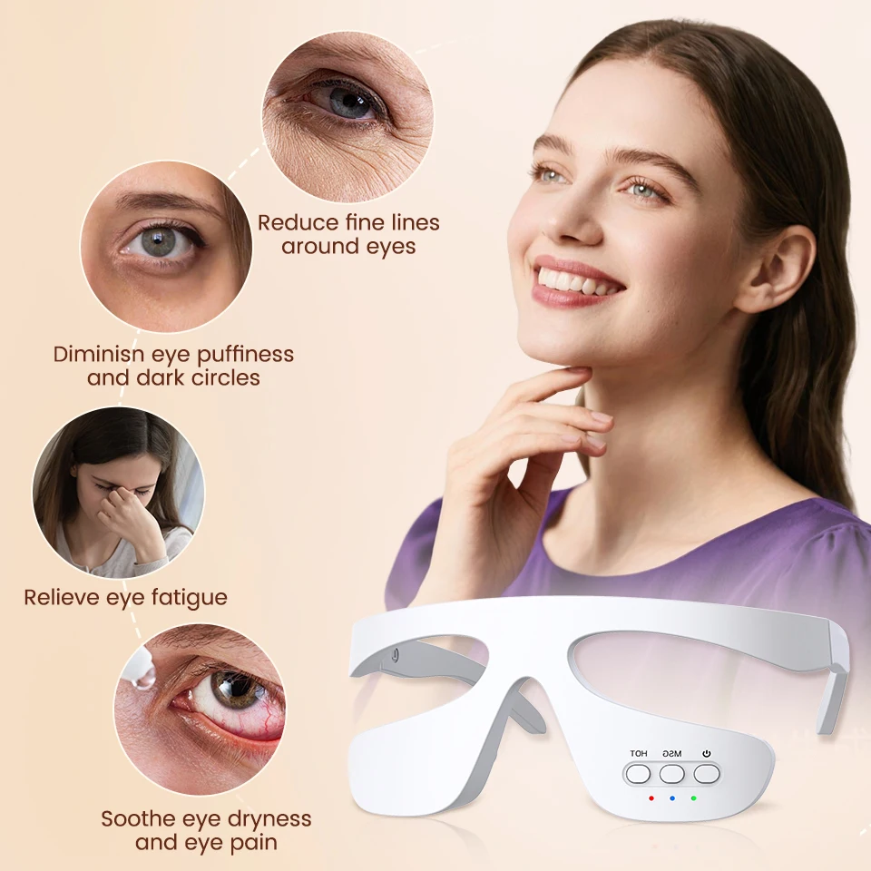 Massaggiatore per occhi Riscaldamento EMS Anti-età Sollievo dalla fatica Alleviare le occhiaie Dispositivo per massaggio per la cura degli occhi Regalo di Natale portatile