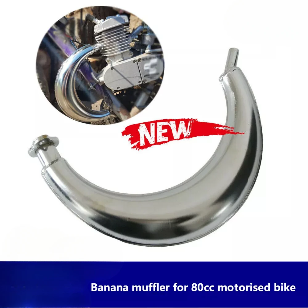 Banana Pipe Muffler Exhaust Chamber Silencer for 49cc 60cc 66cc 80cc 100cc 2-Stroke Gas Motor Motorised Bicycle Bike