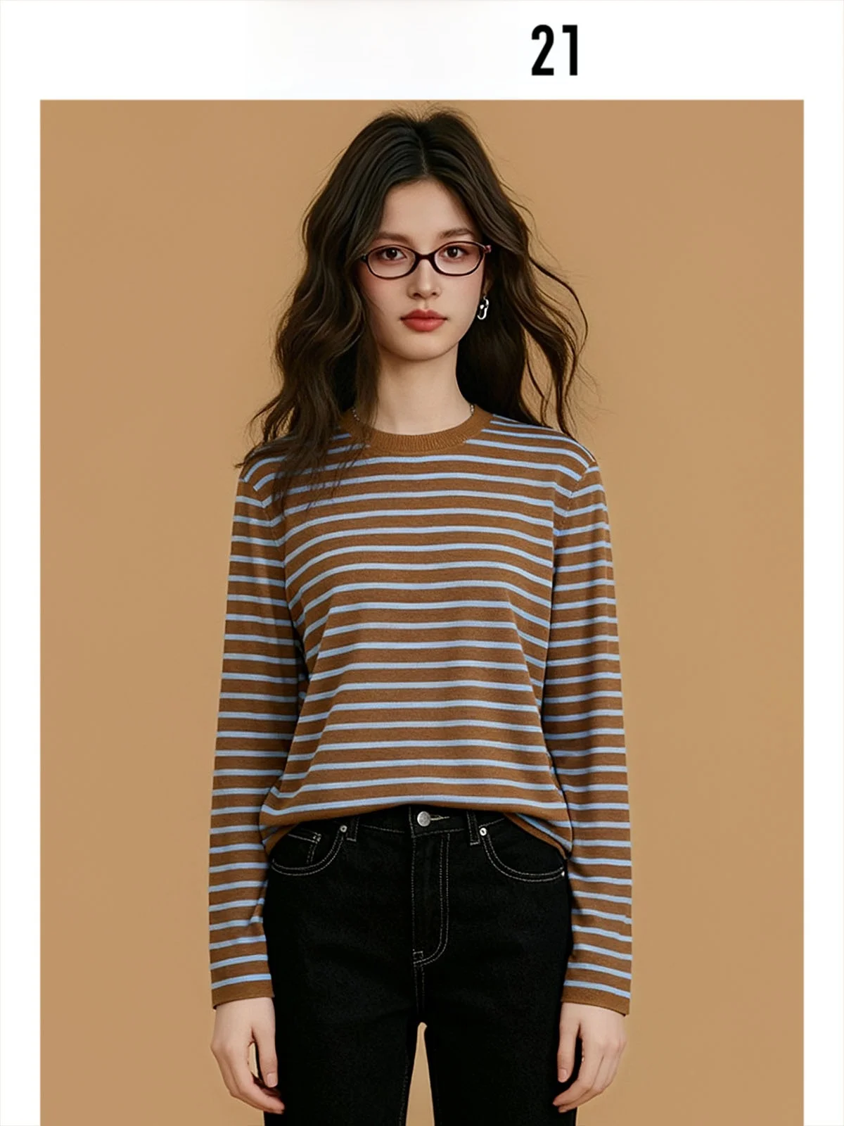 

Футболка Forever 2 American Sle в полоску, женская, свободного кроя, с круглым вырезом, модная базовая одежда, осень-зима, новинка