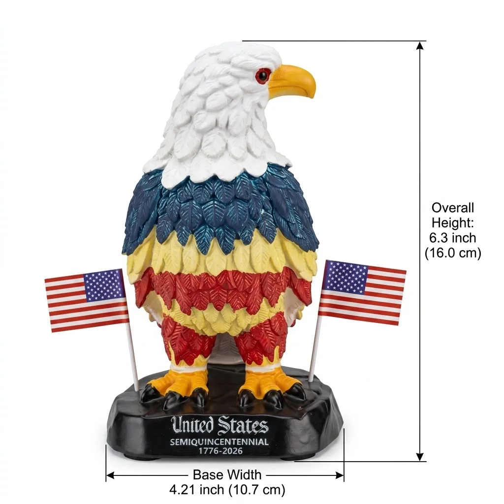 Creative Painted Resin Eagle Statue With US Flag Independence Day Souvenir Desktop Ornament Patriotic Gift For American Festival