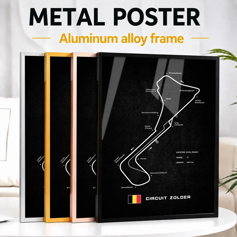 Zolder Framed Metal Poster Personalized Photo High Speed Grand Prix Style Wall Art For Home Office Thoughtful Enthusiast Gift