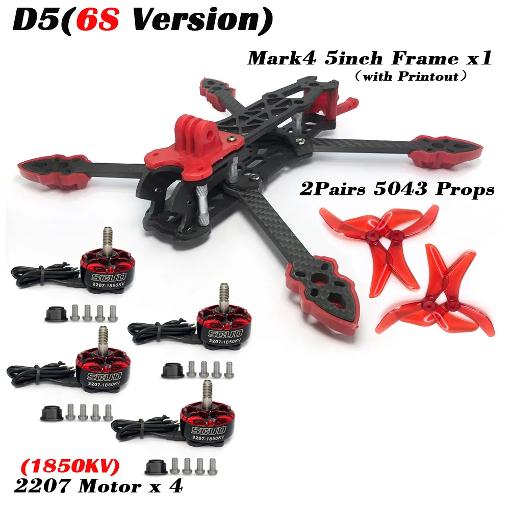 Mark4 5 inch D5 D5C FPV Wielbasis Koolstofvezel Frame 5mm Arm 5043 propeller F4V3S FC 45A ESC Stack ELRS 915 mhz Drone