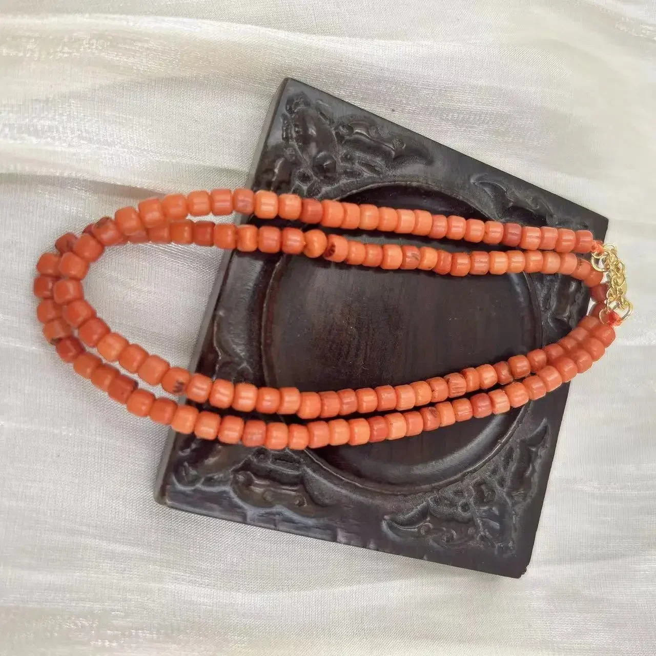 3x4mm Vintage Elegant Natural Sea Bamboo Column Orange Coral Halloween Gift Jewelry Short Collar Necklace 17inch view 6