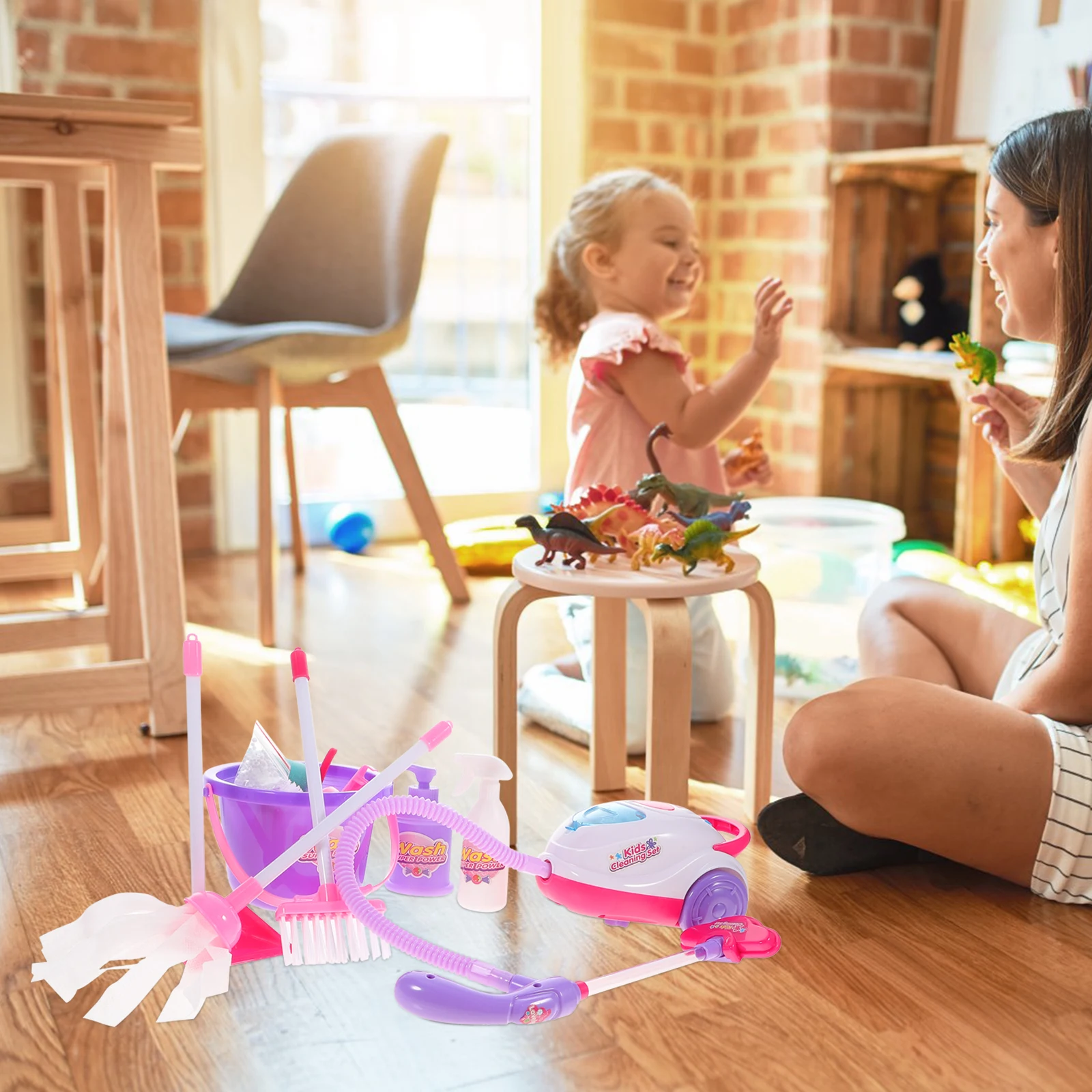 Ensemble de jouets d'aspirateur pour enfants de couleurs vives, équipement de nettoyage amusant, outils de maison de jeu pour enfants, aide à la maison