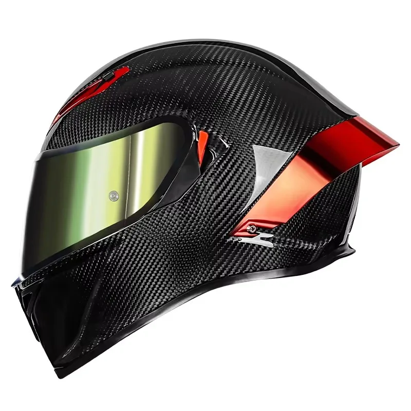 Lightweight Carbon Fiber Full Face Motorcycle Helmet Anti-Fog Shield Racing Street Bike Helmet for Men Women All Seasons