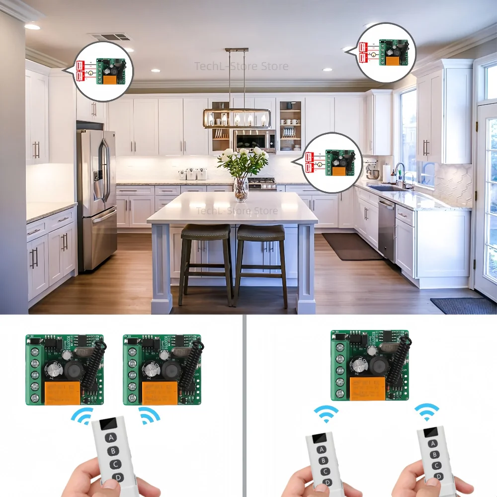 433 МГц беспроводной пульт дистанционного управления DC 12 В 24 В 36 В 1CH модуль релейного приемника RF передатчик 4CH кнопка обучения пульт дистанционного управления