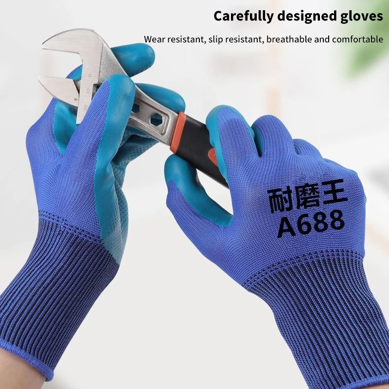 1 Pair Professional Safety Supplies Embossed Latex Working Protective Glove Men Flexible Nylon Polyester Safety Gloves