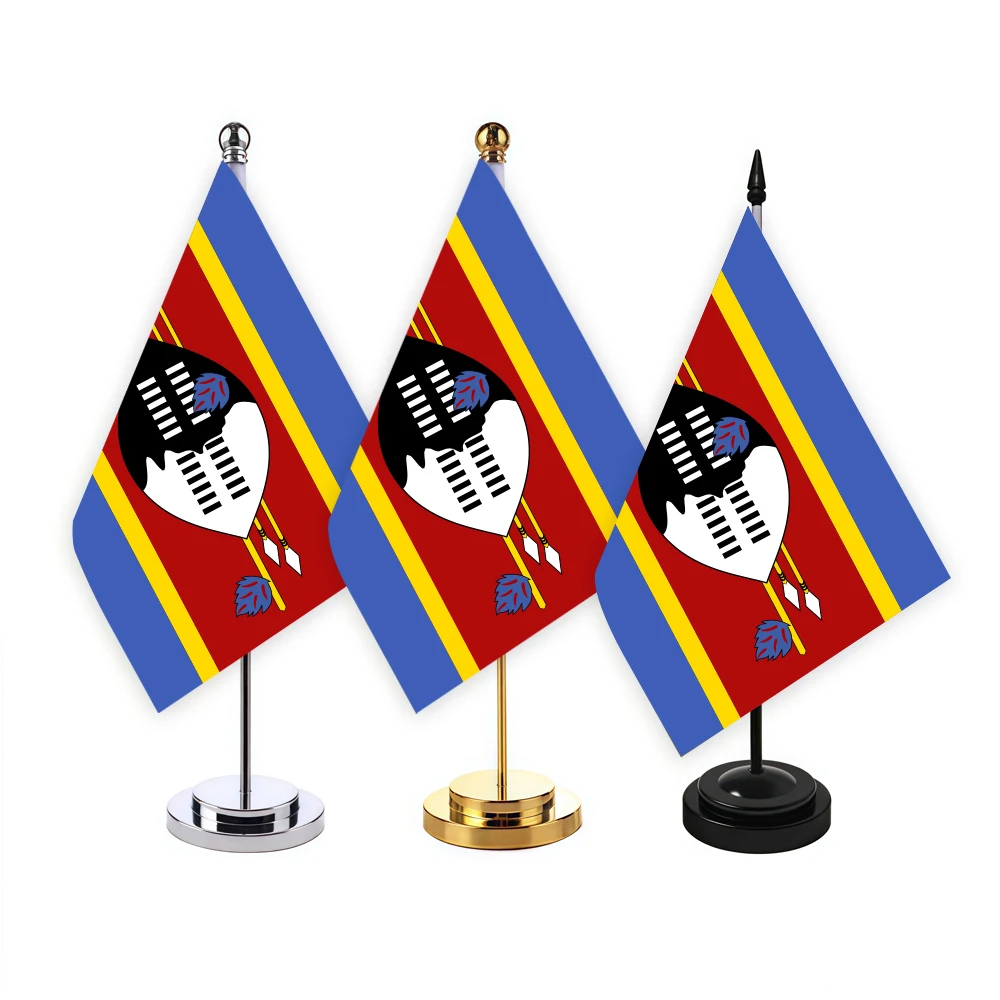 CYPOMELO office desk flag Swaziland flag 14x21cm Swaziland desktop small decorative flag (with flagpole)