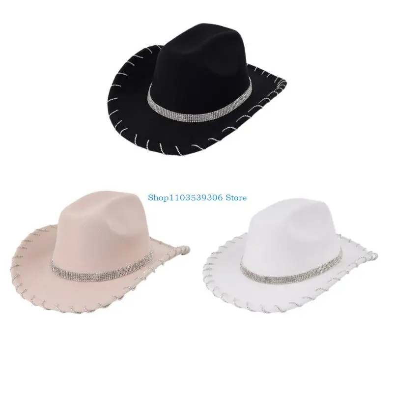 

400A Cowboy Hats Hand Beading Diamond Belt Crystal Hat for Bachelorette Party