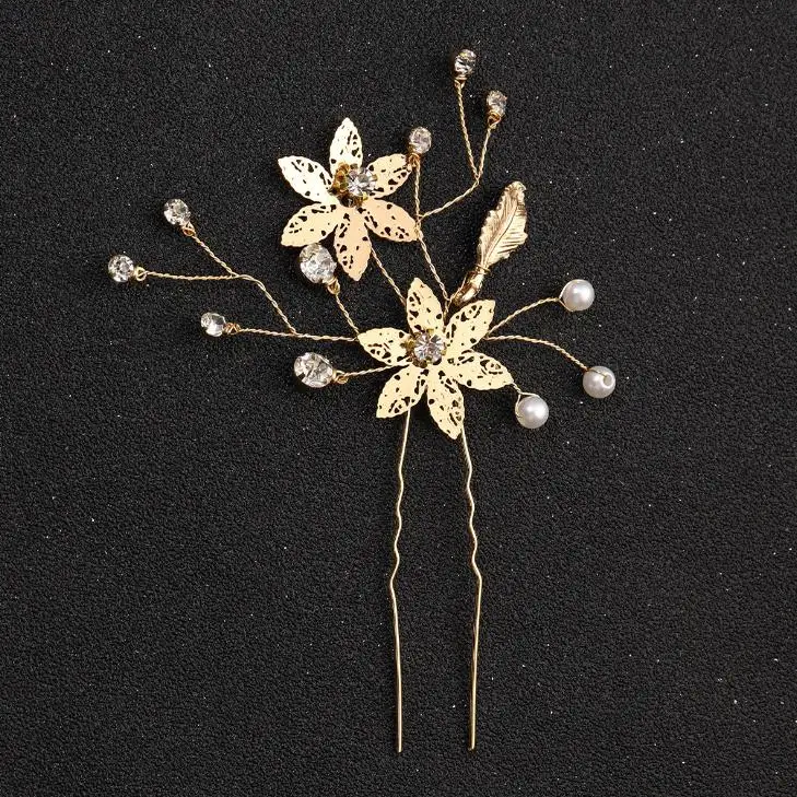 Flower Hairpins para Mulheres e Meninas, Pinos De Cabelo De Casamento, Acessórios De Jóias, Clipes De Cabelo Da Moda, Penteados De Noiva, 1PC